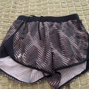 Under Armour Women's Black and White Striped Athletic Shorts